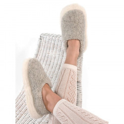 Alwero Light Grey Wool Siberian Slippers