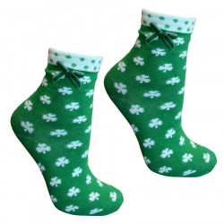 Chaussettes Vertes avec Trèfles Blancs